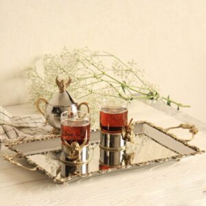 سینی پذیرایی مستطیل استیل برنج سالینو کد DB-80097