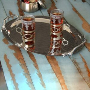 سینی پذیرایی بیضی استیل لیزری سالینو کد SS-90089