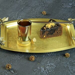 سینی پذیرایی هلالی کوچک برنج سالینو کد B-3080