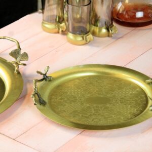 سینی پذیرایی گرد متوسط برنج سالینو کد B-3086