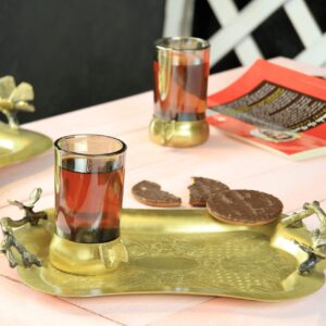 سینی پذیرایی کمر باریک متوسط برنج سالینو کد B-3092