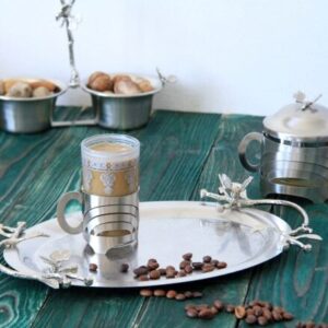 سینی پذیرایی بیضی کوچک استیل مات سالینو کد SK-80088