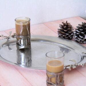 سینی پذیرایی بیضی بزرگ استیل مات سالینو کد SK-80089