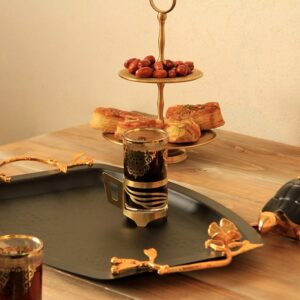 سینی پذیرایی هلالی بزرگ سالینو مدل مشکی طلایی کد MG-6082