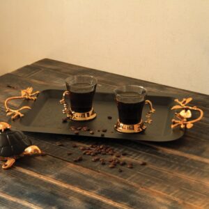 سینی پذیرایی مستطیل کوچک سالینو مدل مشکی طلایی کد MG-6090