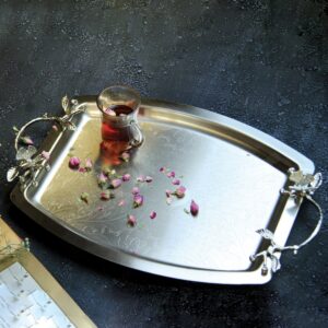 سینی پذیرایی هلالی بزرگ نقرهای سالینو کد N-6082