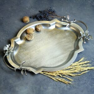 سینی پذیرایی گوشه دار متوسط نقرهای سالینو کد N-6084