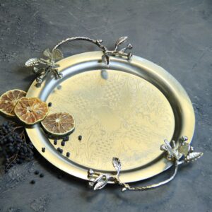 سینی پذیرایی گرد کوچک نقرهای سالینو کد N-6086