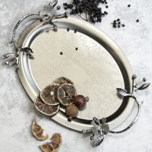 سینی پذیرایی بیضی کوچک نقرهای سالینو کد N-6088