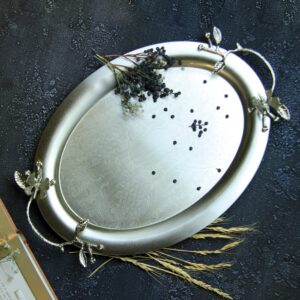 سینی پذیرایی بیضی بزرگ نقرهای سالینو کد N-6089