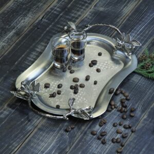 سینی پذیرایی کمر باریک کوچک نقرهای سالینو کد N-6092