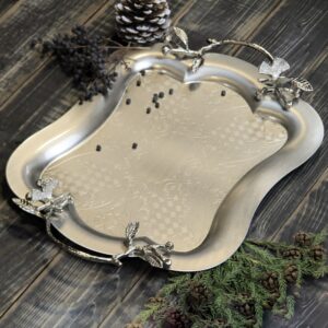 سینی پذیرایی کمر باریک بزرگ نقرهای سالینو کد N-6093