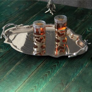 سینی پذیرایی بیضی گوشه دار استیل لیزری سالینو کد SS-90085