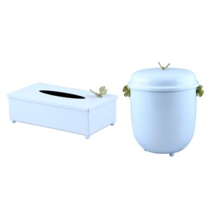 ست سطل و جای دستمال کاغذی سالینو مدل پروانه سفید کد W-422413