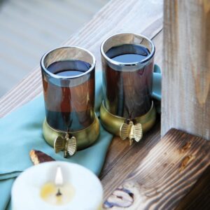 انگاره ( استکان ) سالینو مدل کپ برنجی پروانه کد BP-5081