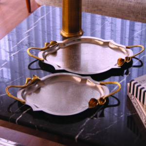 سینی بیضی گوشه دار دو تکه سالینو مدل دسته ارکیده 6085-22-L-NG