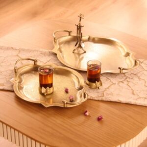 سينی پذیرایی بیضی گوشه دار آنتیک دو تکه سالینو کد6085-22N