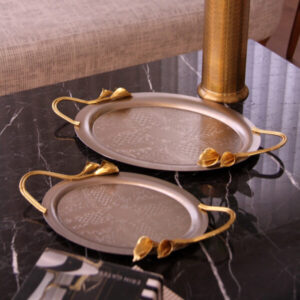 سینی بیضی دوتکه سالینو مدل دسته ارکیده کد 22-L-6089-NG