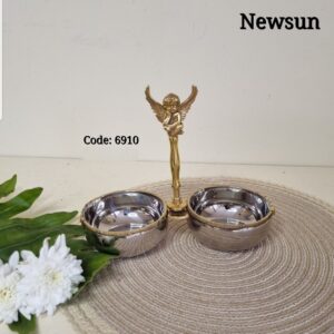 اردو خوری دسته دار 2 خانه هندی استیل برنج نیوسان مدل فرشته کد 6910