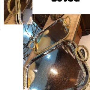 سینی پذیرایی مستطیل سالینو دسته طلایی کد 209SG مجموعه 2 عددی