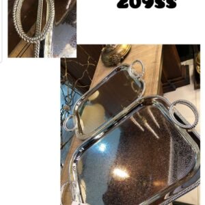 سینی پذیرایی مستطیل استیل سالینو کد 209SS مجموعه 2 عددی