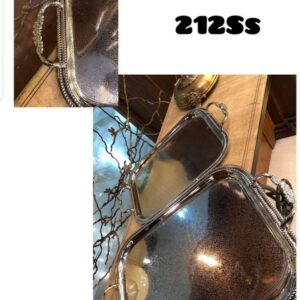 سینی پذیرایی مستطیل استیل سالینو کد 212SS مجموعه 2 عددی