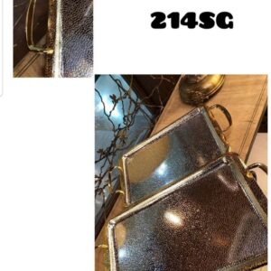 سینی پذیرایی مستطیل سالینو دسته طلایی کد 214SG مجموعه 2 عددی
