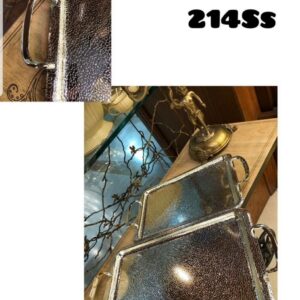 سینی پذیرایی مستطیل استیل سالینو کد 214SS مجموعه 2 عددی